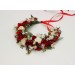 Red & White Floral Crown – Folk Wildflower Hair Wreath for Wedding