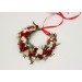 Red & White Floral Crown – Folk Wildflower Hair Wreath for Wedding