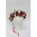 Red & White Floral Crown – Folk Wildflower Hair Wreath for Wedding