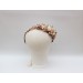 Blush Pink, Cream & Gold Flower Crown – Vintage Boho Wedding Hair Wreath