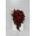 Winter Cascading Bridal Bouquet – Red Flowers & Pine Branches Faux Arrangement