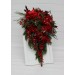 Winter Cascading Bridal Bouquet – Red Flowers & Pine Branches Faux Arrangement