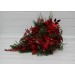Winter Cascading Bridal Bouquet – Red Flowers & Pine Branches Faux Arrangement