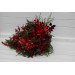 Winter Cascading Bridal Bouquet – Red Flowers & Pine Branches Faux Arrangement