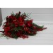 Winter Cascading Bridal Bouquet – Red Flowers & Pine Branches Faux Arrangement