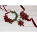 Winter Pine Flower Crown – Red & Green Christmas Hair Wreath