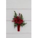 Red & Green Winter Wedding Boutonniere – Christmas Faux Floral Accessory