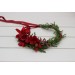 Winter Pine Flower Crown – Red & Green Christmas Hair Wreath