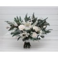 Winter Protea Bridal Bouquet – White & Sage Green Faux Wedding Flowers