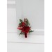 Red & Green Winter Wedding Boutonniere – Christmas Faux Floral Accessory