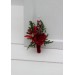 Red & Green Winter Wedding Boutonniere – Christmas Faux Floral Accessory