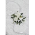 White Winter Wedding Corsage – Elegant Faux Floral Bracelet