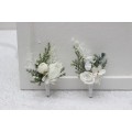 White Winter Wedding Boutonnieres – Elegant Faux Floral Accessories