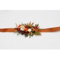 Rust, Brown, Red & Ivory Flower Belt with Berries – Fall Wedding Floral Sash