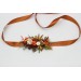 Rust, Brown, Red & Ivory Flower Belt with Berries – Fall Wedding Floral Sash