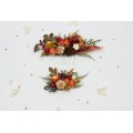 Rust, Brown, Red & Ivory Flower Combs with Berries – Fall Wedding Hair Accessories