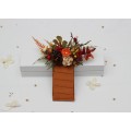 Rust, Brown, Red & Ivory Pocket Boutonniere with Berries – Faux Square Floral Accessory