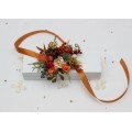 Rust, Brown, Red & Ivory Wrist Corsage with Berries – Fall Wedding Floral Bracelet