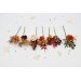 Rust, Brown, Red & Ivory Hair Pins with Berries – Set of 7 Faux Floral Wedding Accessories