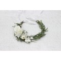 White Flower Crown – Winter Faux Floral Hair Wreath for Wedding