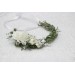 White Flower Crown – Winter Faux Floral Hair Wreath for Wedding