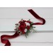 Red & White Winter Wrist Corsage – Elegant Faux Floral Bracelet
