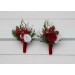 Red & White Winter Wedding Boutonnieres – Elegant Faux Floral Accessories