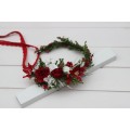 Red & White Flower Crown – Winter Faux Floral Headband for Wedding