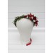 Red & White Flower Crown – Winter Faux Floral Headband for Wedding