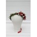 Red & White Flower Crown – Winter Faux Floral Headband for Wedding