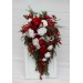 Red & White Cascading Bridal Bouquet – Winter Wedding Faux Flowers