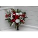 Classic Red & White Bridal Bouquet – Winter Wedding Faux Flowers