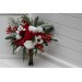 Red & White Cascading Bridal Bouquet – Winter Wedding Faux Flowers