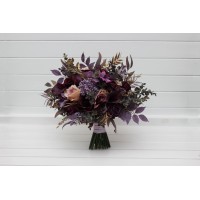 Purple lilac gold beige bridal bouquet. Wedding faux blooms.  5147
