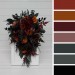 Burgundy, Black, Rust & Dusty Rose Cascading Bouquet – Moody Faux Wedding Flowers