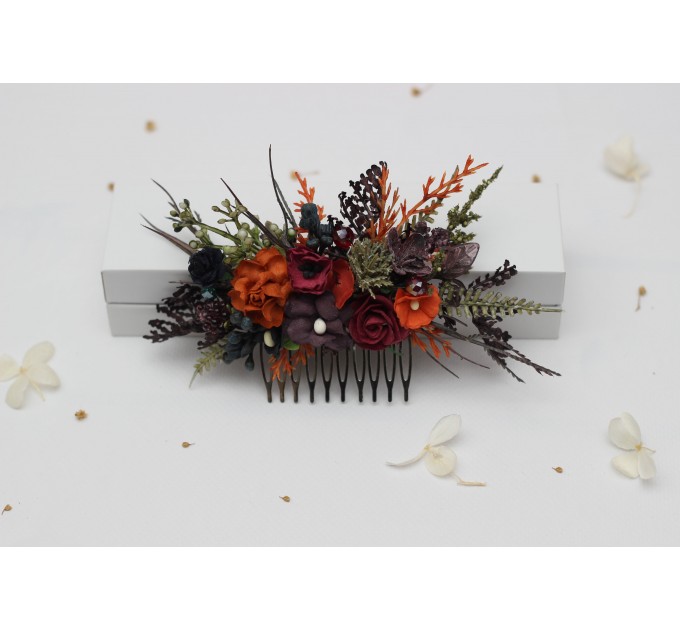 Burgundy, Rust, Purple & Black Flower Combs – Moody Bridal Hair Accessories