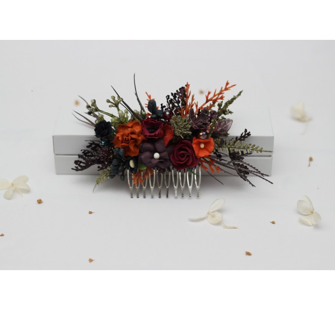 Burgundy, Rust, Purple & Black Flower Combs – Moody Bridal Hair Accessories