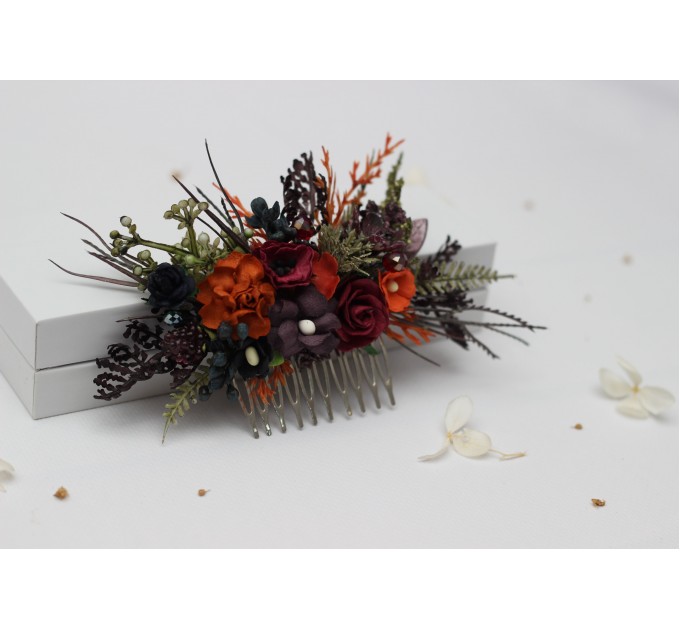 Burgundy, Rust, Purple & Black Flower Combs – Moody Bridal Hair Accessories