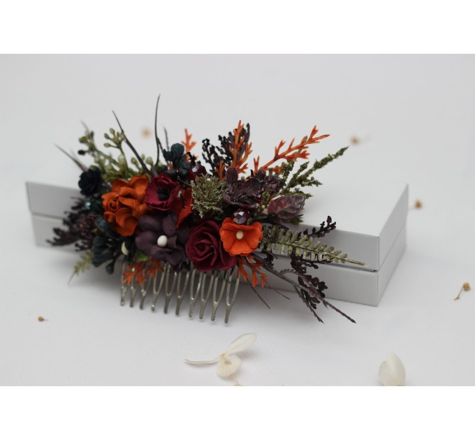 Burgundy, Rust, Purple & Black Flower Combs – Moody Bridal Hair Accessories