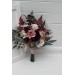 Cascading Wedding Bouquet – Faux Bridal Flowers in Burgundy, Dusty Rose & Blush Pink