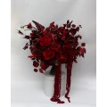 Red & Burgundy Dramatic Bridal Bouquet – Moody Faux Wedding Flowers