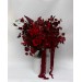 Red & Burgundy Dramatic Bridal Bouquet – Moody Faux Wedding Flowers