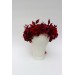 Red & Burgundy Flower Crown – Dramatic Faux Floral Wedding Hair Wreath