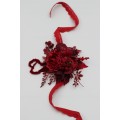 Red & Burgundy Wrist Corsage – Dramatic Faux Floral Wedding Bracelet