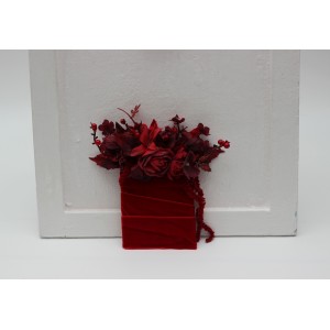 Red burgundy pocket boutonniere. 5442