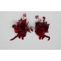 Red & Burgundy Wedding Boutonnieres – Dramatic Faux Floral Accessories