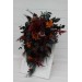 Burgundy, Black, Rust & Dusty Rose Cascading Bouquet – Moody Faux Wedding Flowers