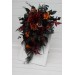 Burgundy, Black, Rust & Dusty Rose Cascading Bouquet – Moody Faux Wedding Flowers