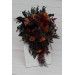 Burgundy, Black, Rust & Dusty Rose Cascading Bouquet – Moody Faux Wedding Flowers