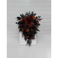 Burgundy, Black, Rust & Dusty Rose Cascading Bouquet – Moody Faux Wedding Flowers